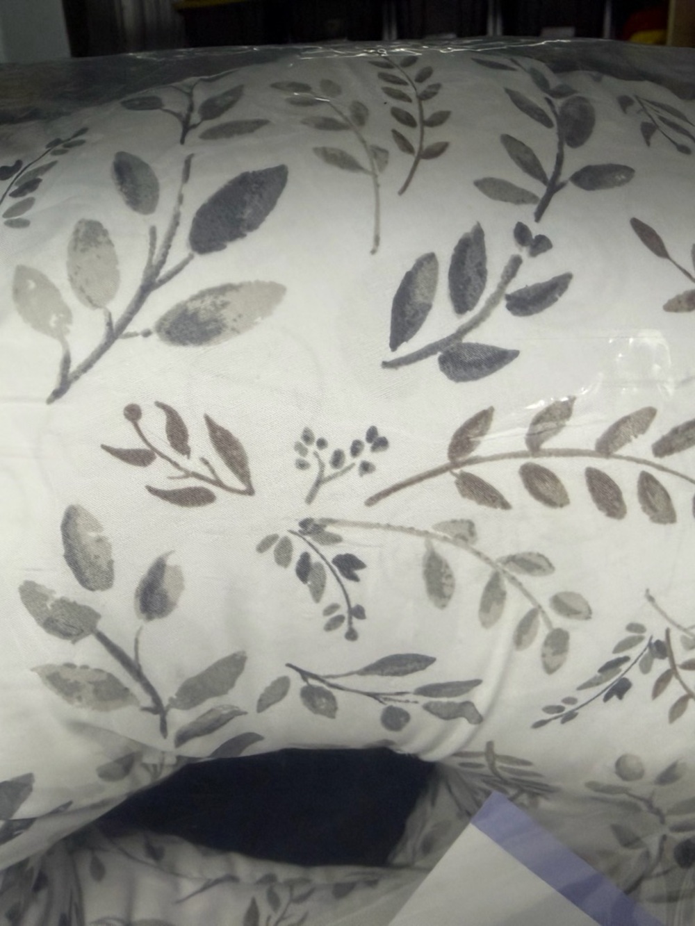Boppy Nursing Pillow - White with Gray Leaf Pattern - Picture 3 of 4